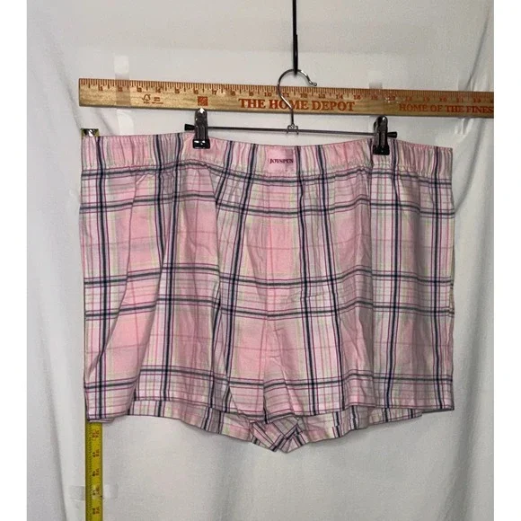 Joyspun Womens Pink Plaid Pajama Shorts Plus Size 2X 18W-20W Cotton Rayon Boxers - Picture 1 of 4